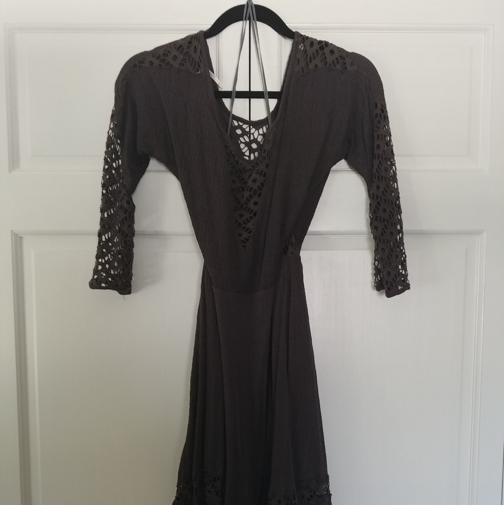 charcoal Gray bohmenian applique dress